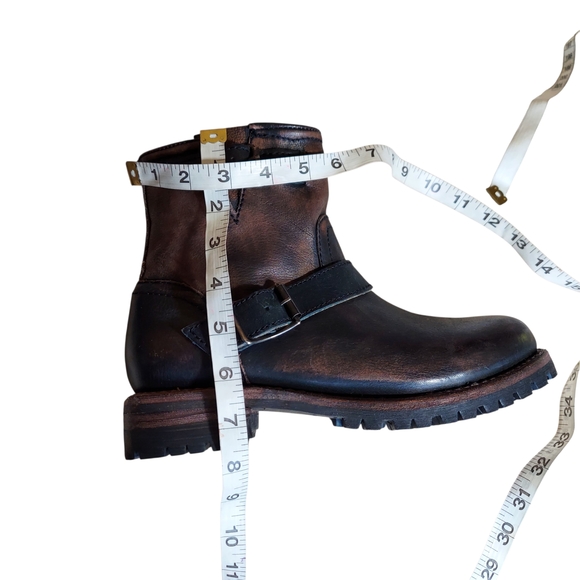 Freebird Harley Brown Black Leather Distressed Combat Moto Boots  Women's - Picture 11 of 16